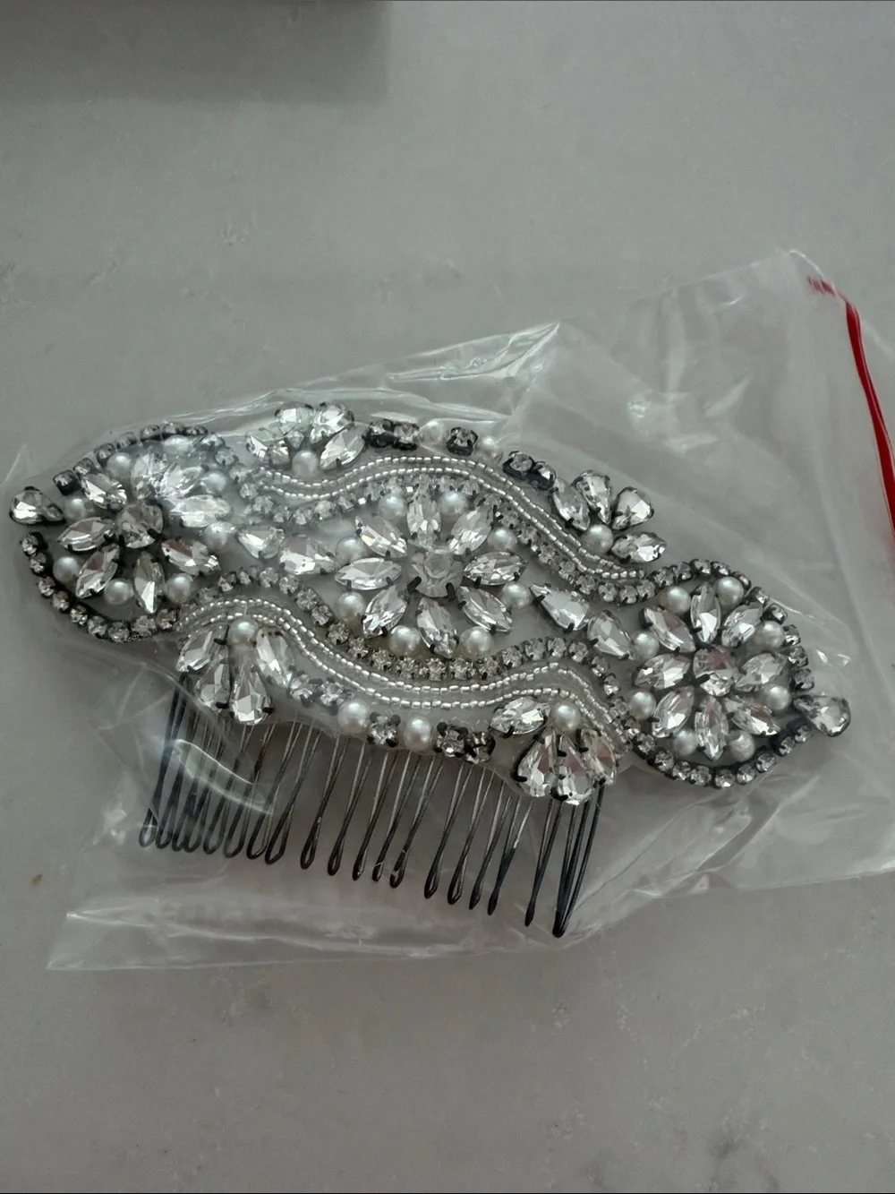 Rhinestone Crystal Silver Bridal Hair Comb - box dented